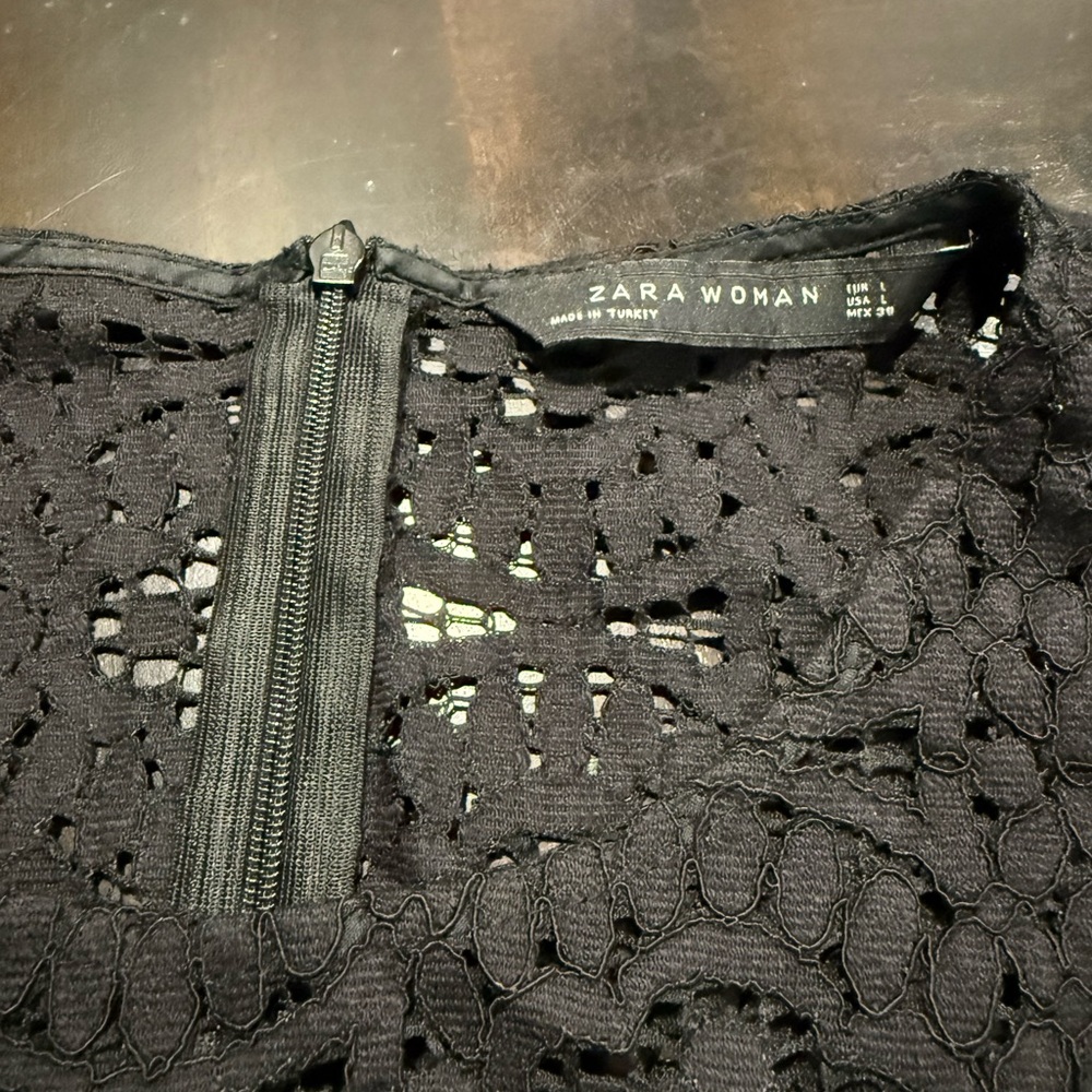 Zara Black Lace Sleeveless Top Size L - Picture 5 of 12
